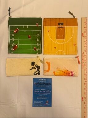 Kids Sports Pencil Case Set — Green, Yellow, Cream, Orange
